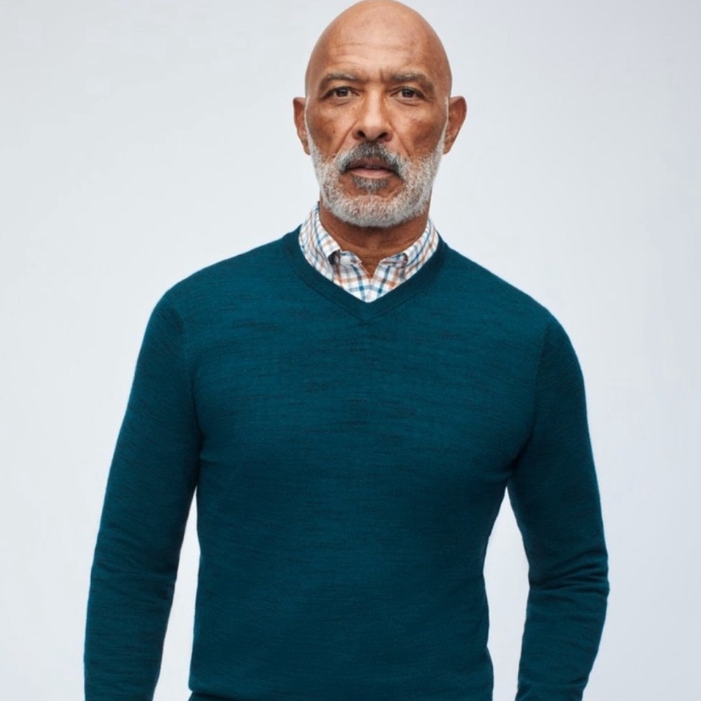 Bonobos Washable Very Fine Merino Wool V-Neck Sweater Teal Blue Green Size XXL